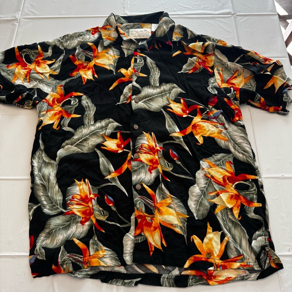 Thumbs Up Hawaiian Shirt Size Mens Large Bright Colors Short Sleeve